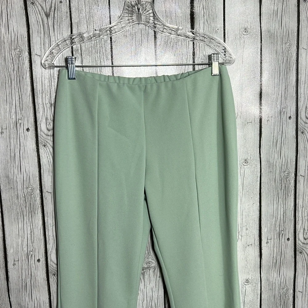 ASOS DESIGN jersey suit low rider baby kick flare pants in sage size 12p